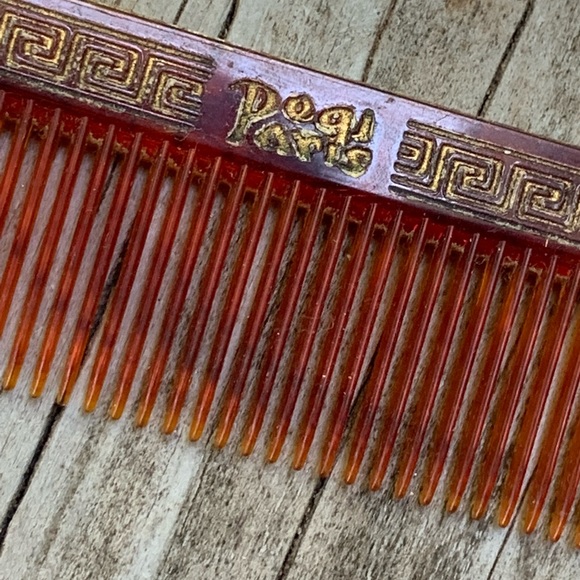 Vintage French Hair Comb with Cover, Celluloid, Bakelite?Rhinestone Bee’s - Picture 4 of 5